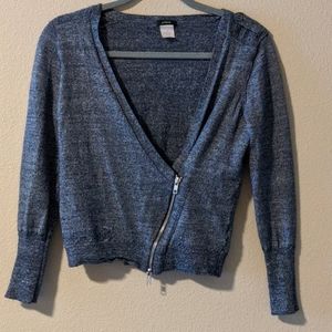 J Crew Moto Crop Cardigan with Zipper Detail